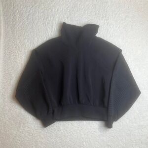 Lululemon women's black cropped soft full flourish oversized pullover 10